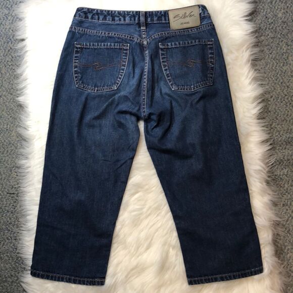 Silver Vintage 1990s Y2K Capri Length Blue Jeans Waist 30 Inches - Picture 7 of 16